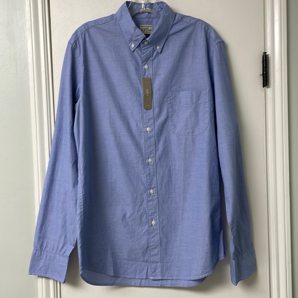 J. Crew NWT mens size medium slim cut blue button down Oxford